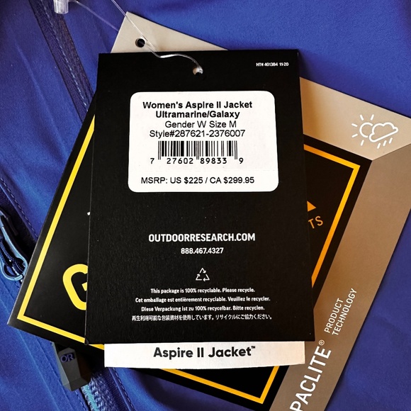 OUTDOOR RESEARCH WOMEN'S ASPIRE II GORE-TEX JACKET Blue Large Rain Shell - Picture 2 of 5